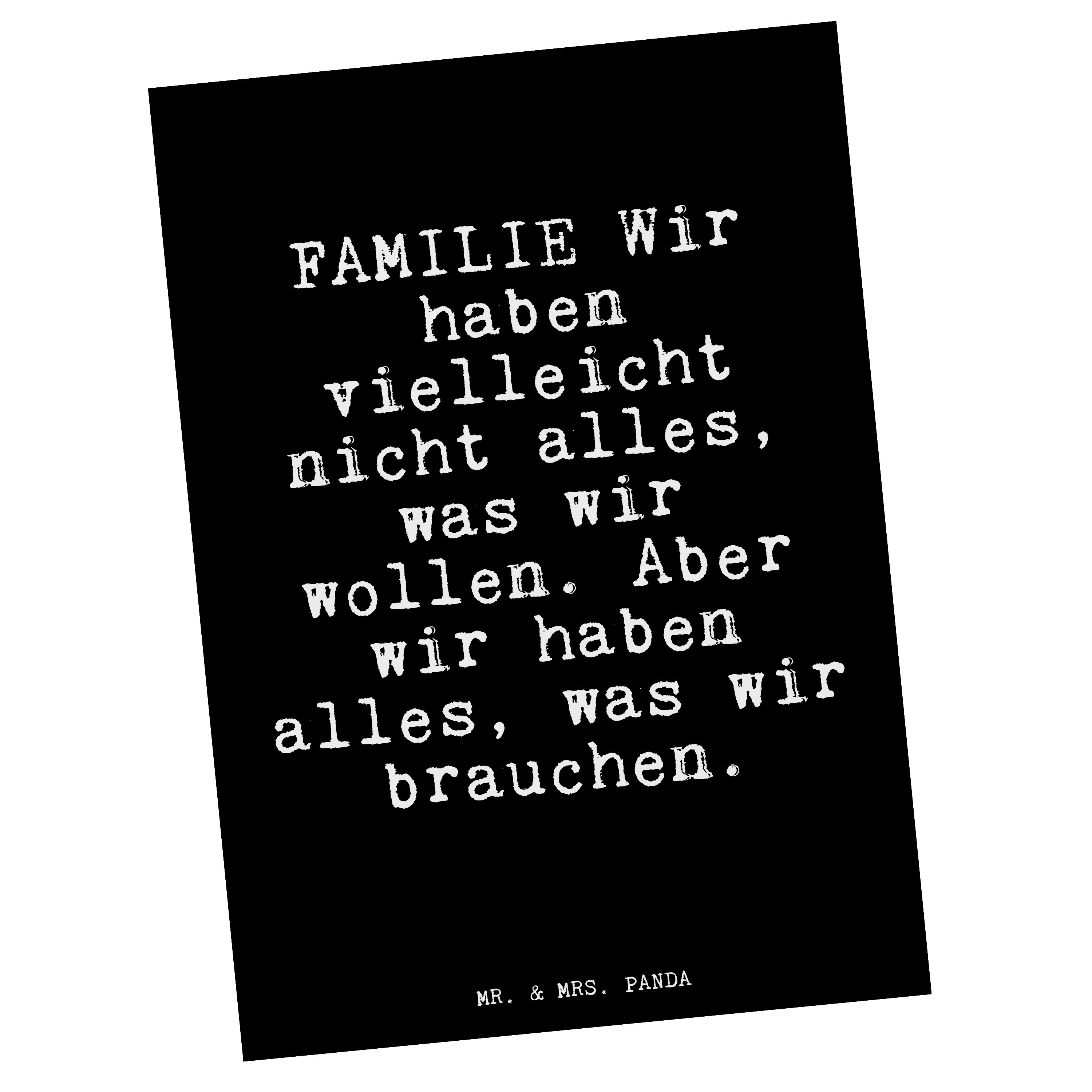 Mr. & Mrs. Panda Postkarte »FAMILIE Wir haben vielleicht... Schwarz