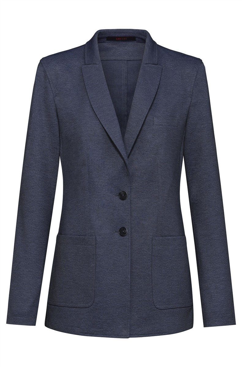 GREIFF Longblazer Greiff CASUAL Damen Jersey-Longblazer Regular Blau meliert 52