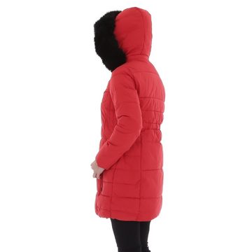 Ital-Design Steppjacke Damen Freizeit Kapuze (abnehmbar) Gefüttert Mantel in Rot