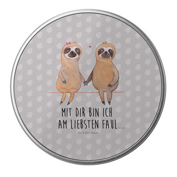 Mr. & Mrs. Panda Aufbewahrungsdose Faultier Pärchen - Grau Pastell - Geschenk, Faultier Deko, Metalldose (1 St), Besonders glänzend