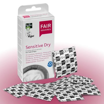 Fair Squared Kondome FAIR SQUARED Sensitive Dry Kondome 53 mm – Vegane Kondome 100er aus fair gehandeltem Naturkautschuk – Kondom gefühlsecht hauchzart