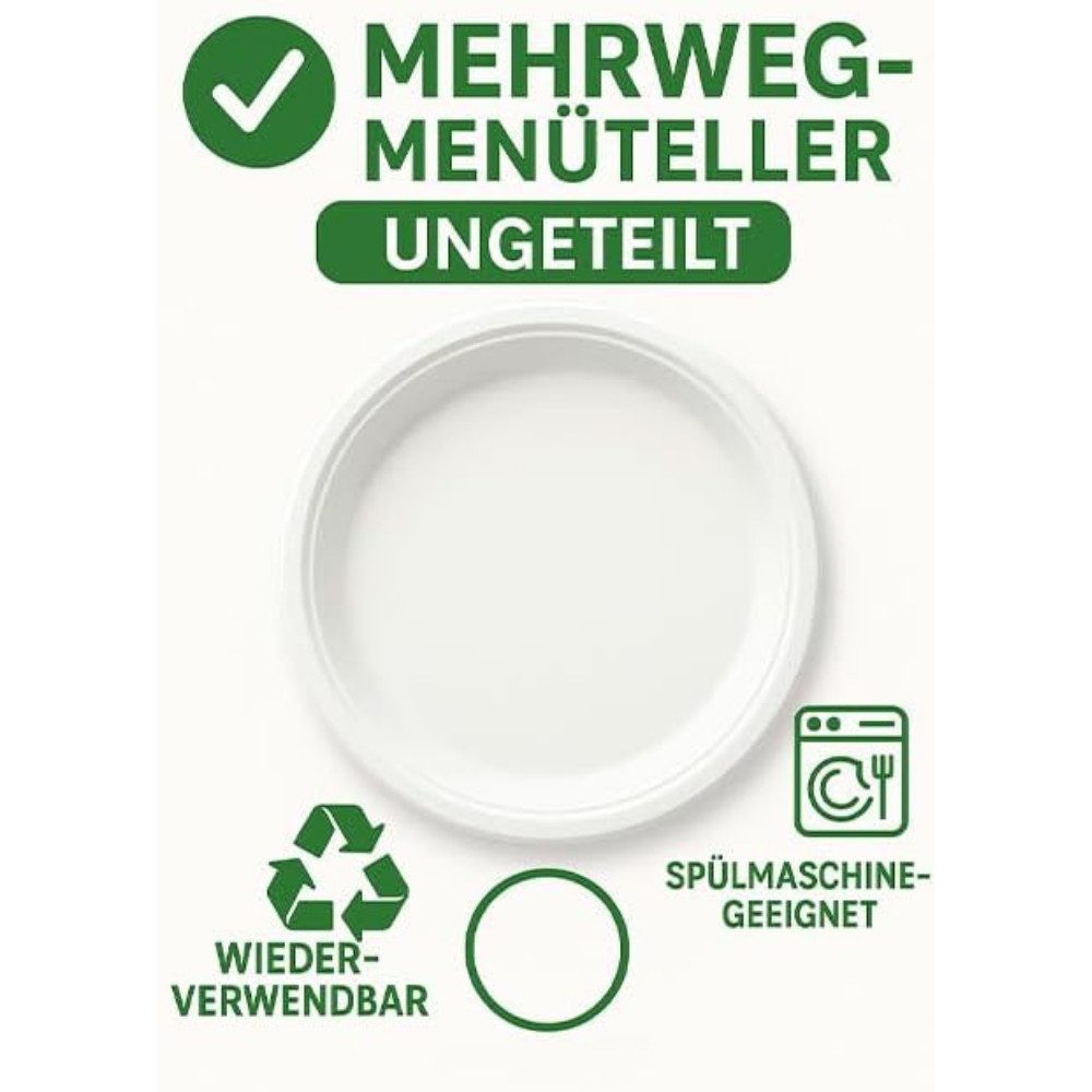 Lauroo Grillteller Menüteller Ungeteilt – Ø22 cm Teller 50 Stück, (50 St)