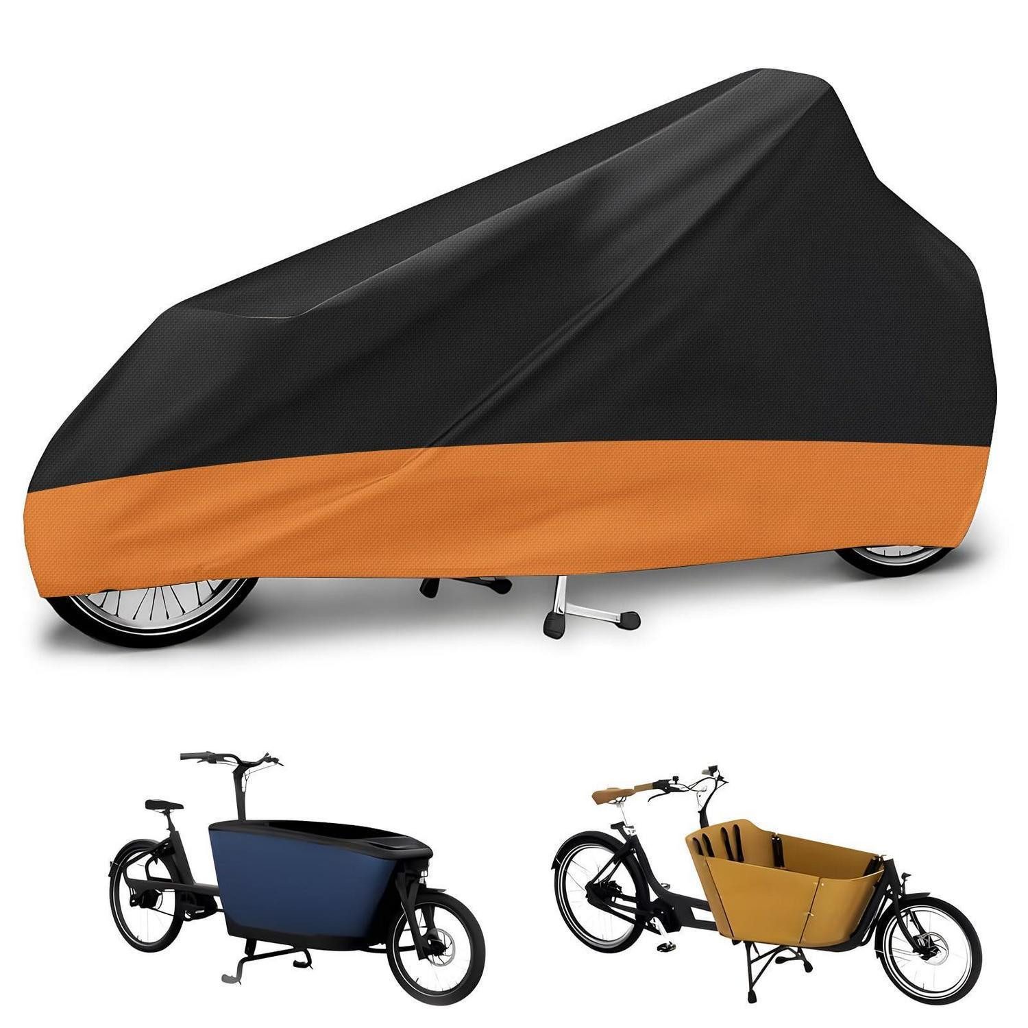 LuxusKollektion Fahrradschutzhülle Lastenrad Abdeckung wasserdicht 600D Oxford Fahrradgarage Orange Farbe