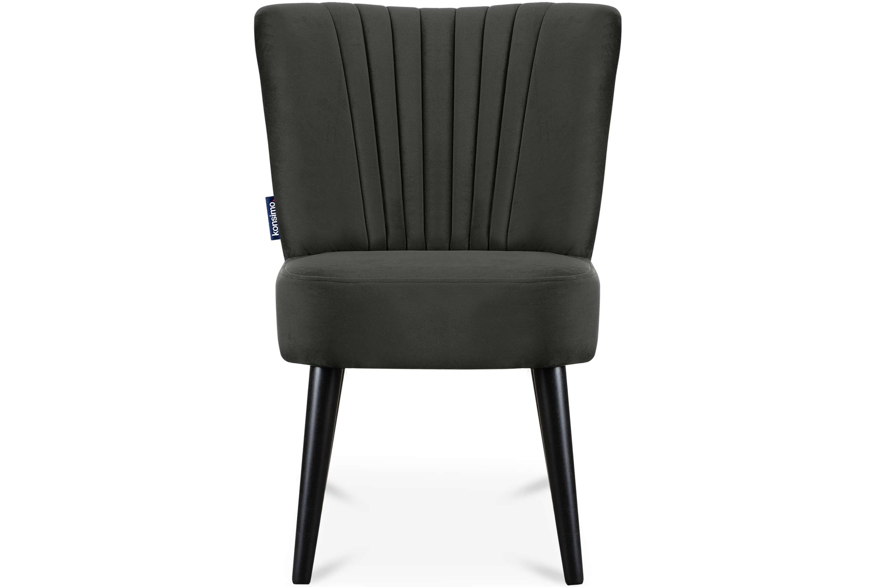 KONSIMO® Cocktailsessel DUCO Sessel, Ziernaht an der Rückenlehne,schwarz lackierten Beinen aus Buchenholz