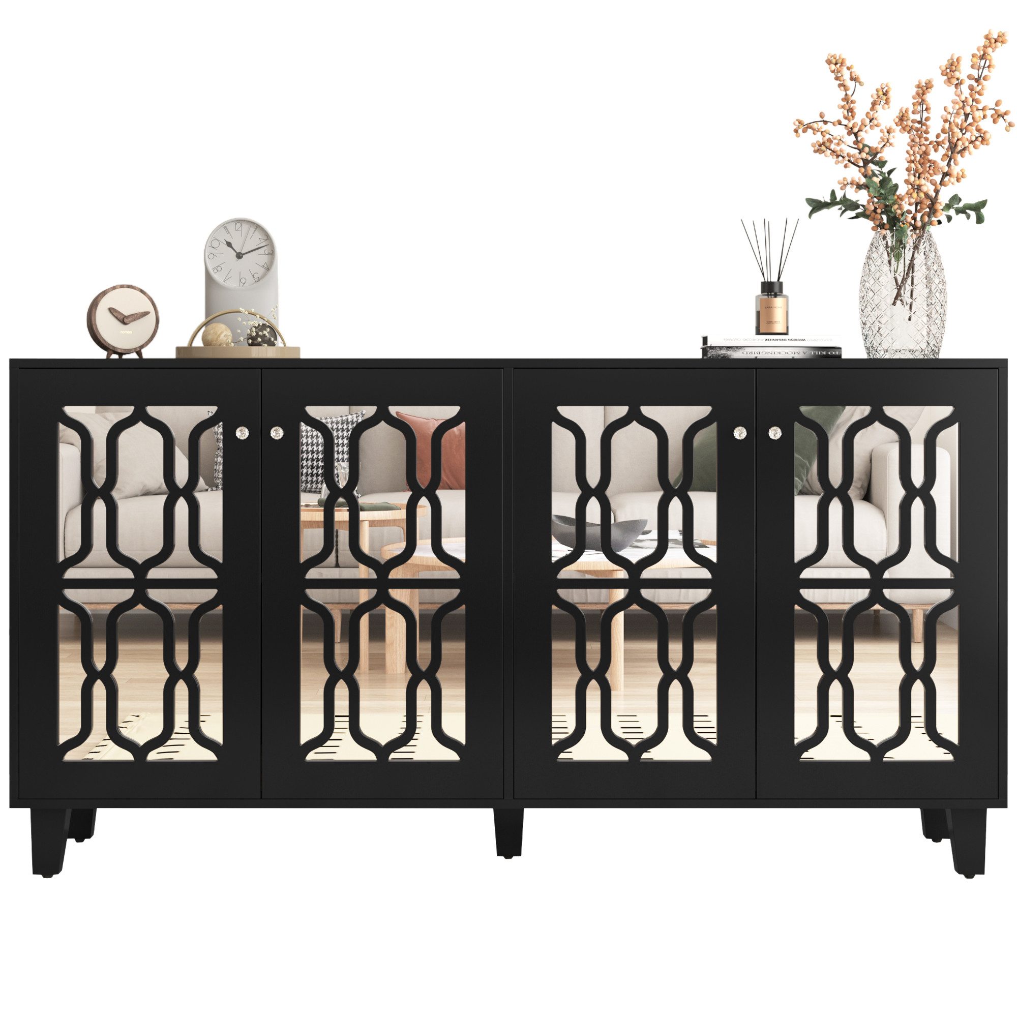 Merax Sideboard mit Spiegelelementen und geometrischem günstig online kaufen
