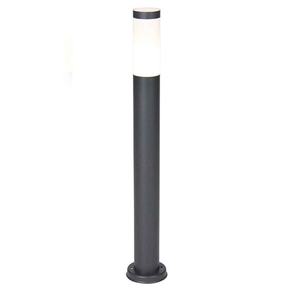 Qazqa Außen-Stehlampe Rox, Dimmbar, LED wechselbar, Extra-Warmweiß, QAZQA Außen­poller­leuchte, e27, Dunkelgrau, Edelstahl, Modern