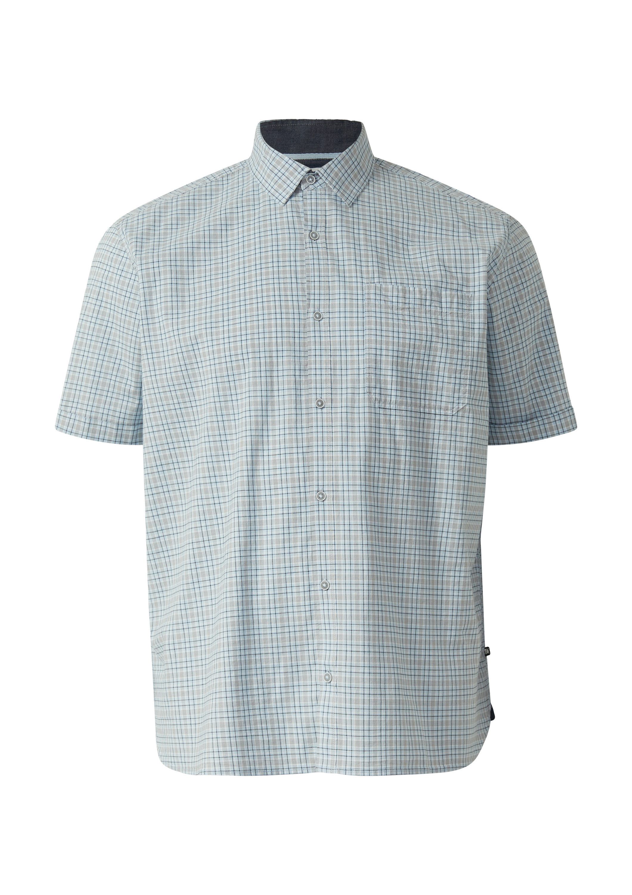 s.Oliver Kurzarmhemd Hemd Regular Fit: Karohemd mit Brusttasche aus Baumwollstretch