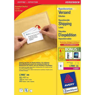 Avery Zweckform Etiketten 800x Adressetiketten für A4 Drucker L7965-100, Selbstklebend Adressaufkleber B4 B5 C4 C5 E4 für A4 Laser Drucker