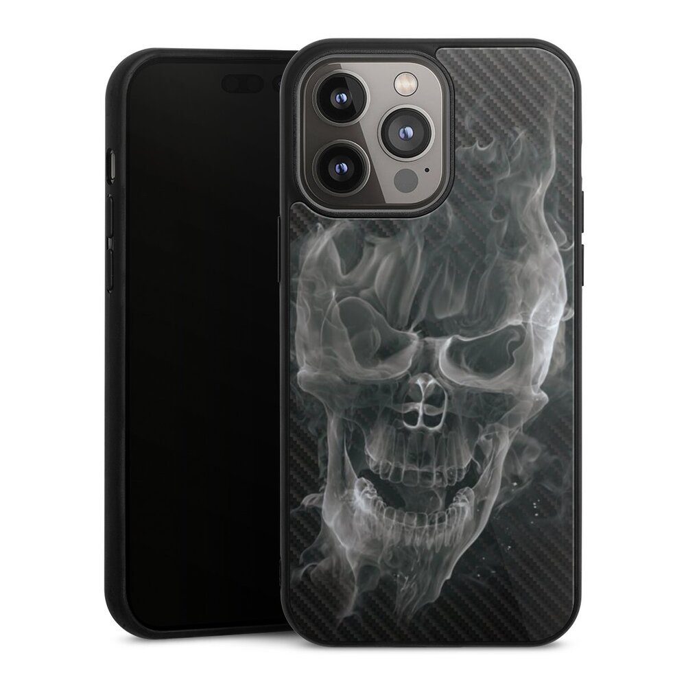 Handyhülle Totenkopf Schädel Carbon Smoke Skull Carbon