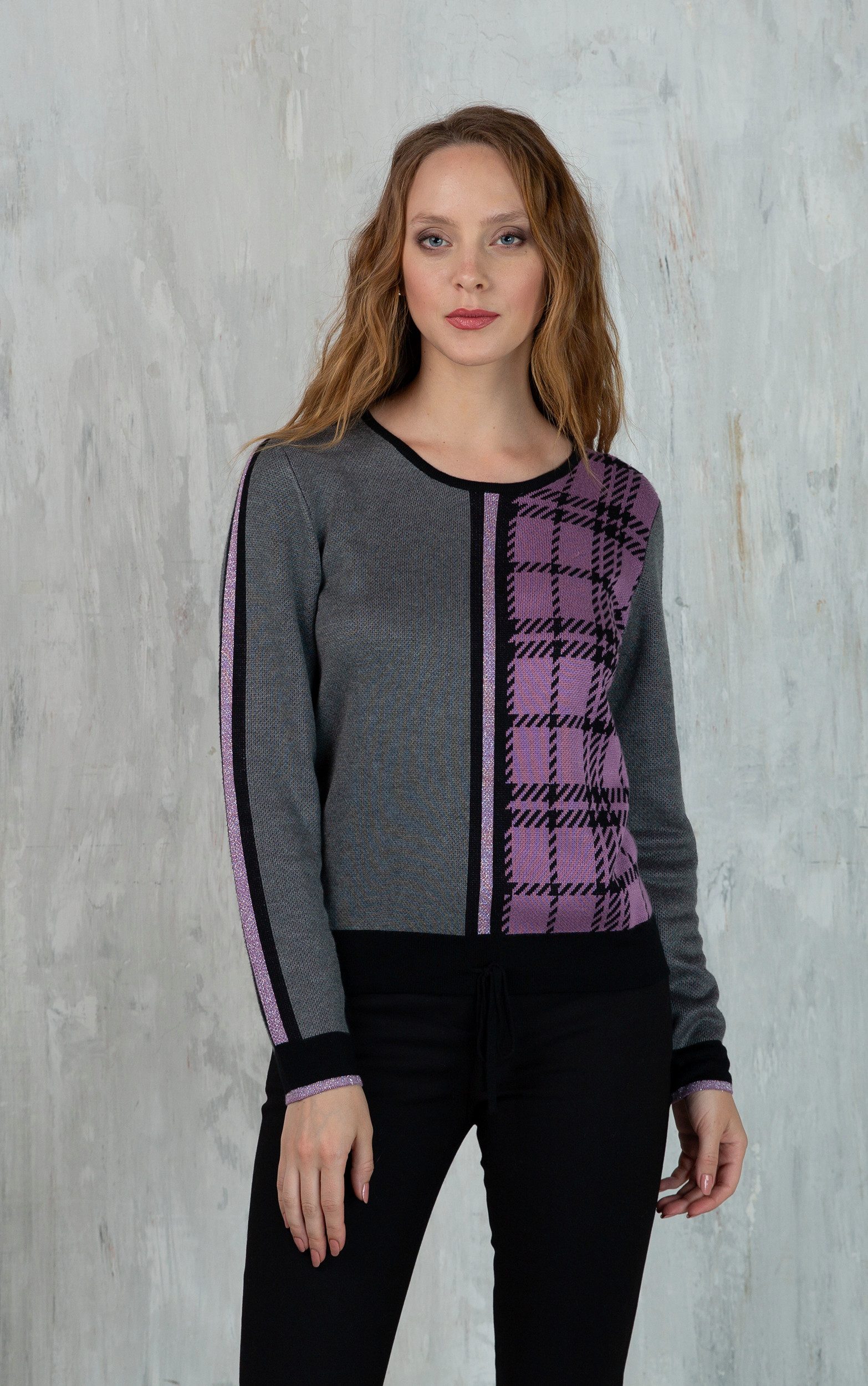 Passioni Strickpullover mit Karomuster günstig online kaufen