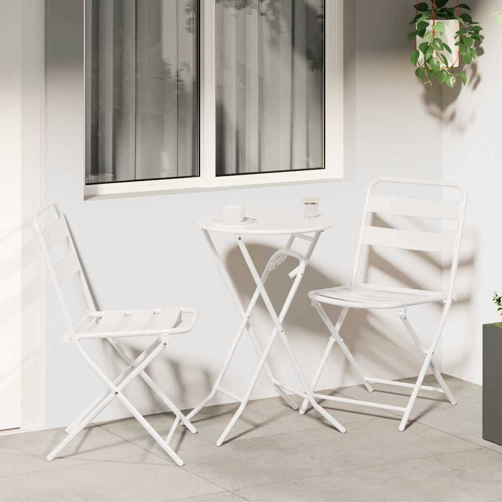 vidaXL Gartenlounge-Set Garten Bistro Set 3 stk. Weiß Stahl, (3-tlg)