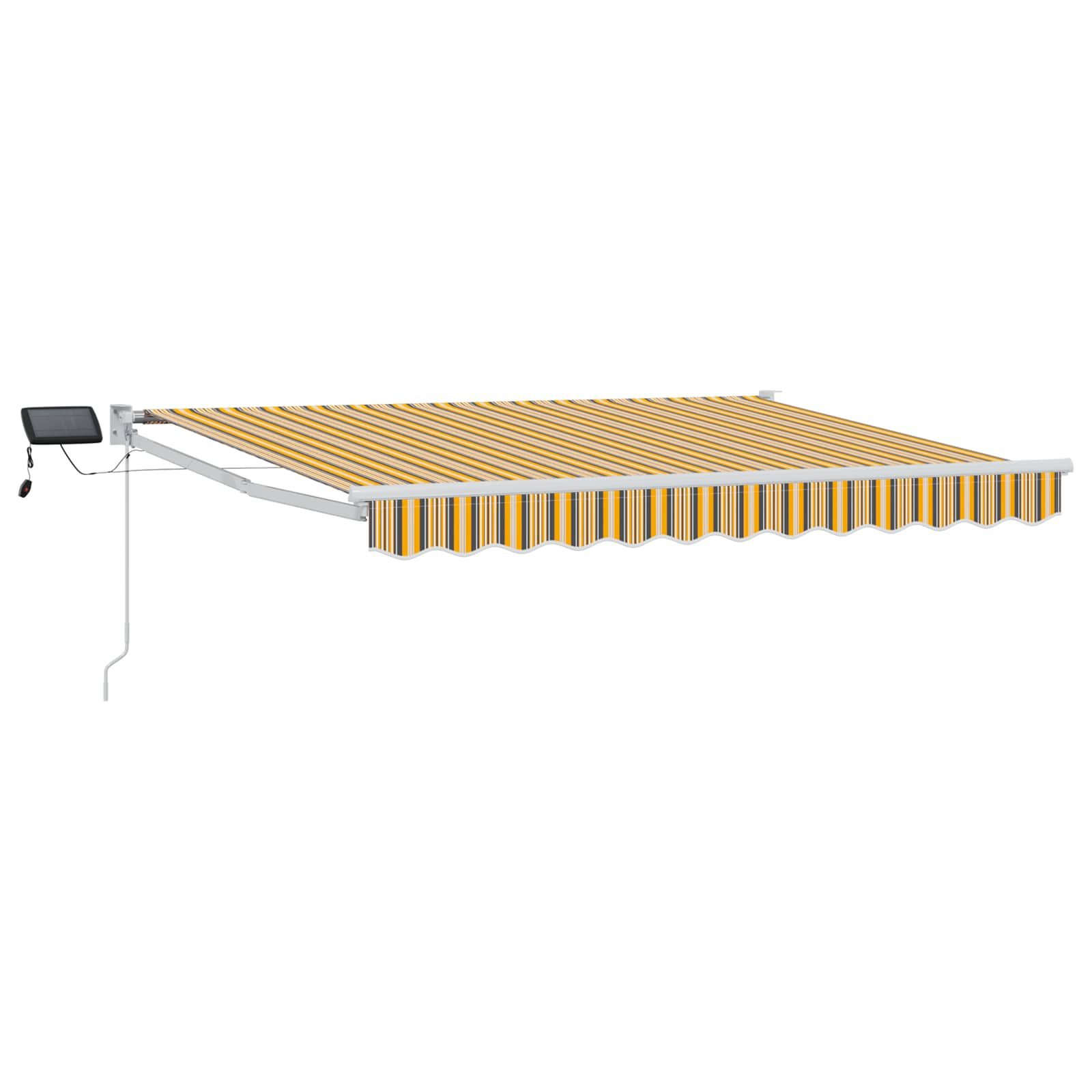 vidaXL Markise Manuelle Gelenkarmmarkise mit LEDs Gelb, Grau und Weiß 3 x 2 m (1-St)