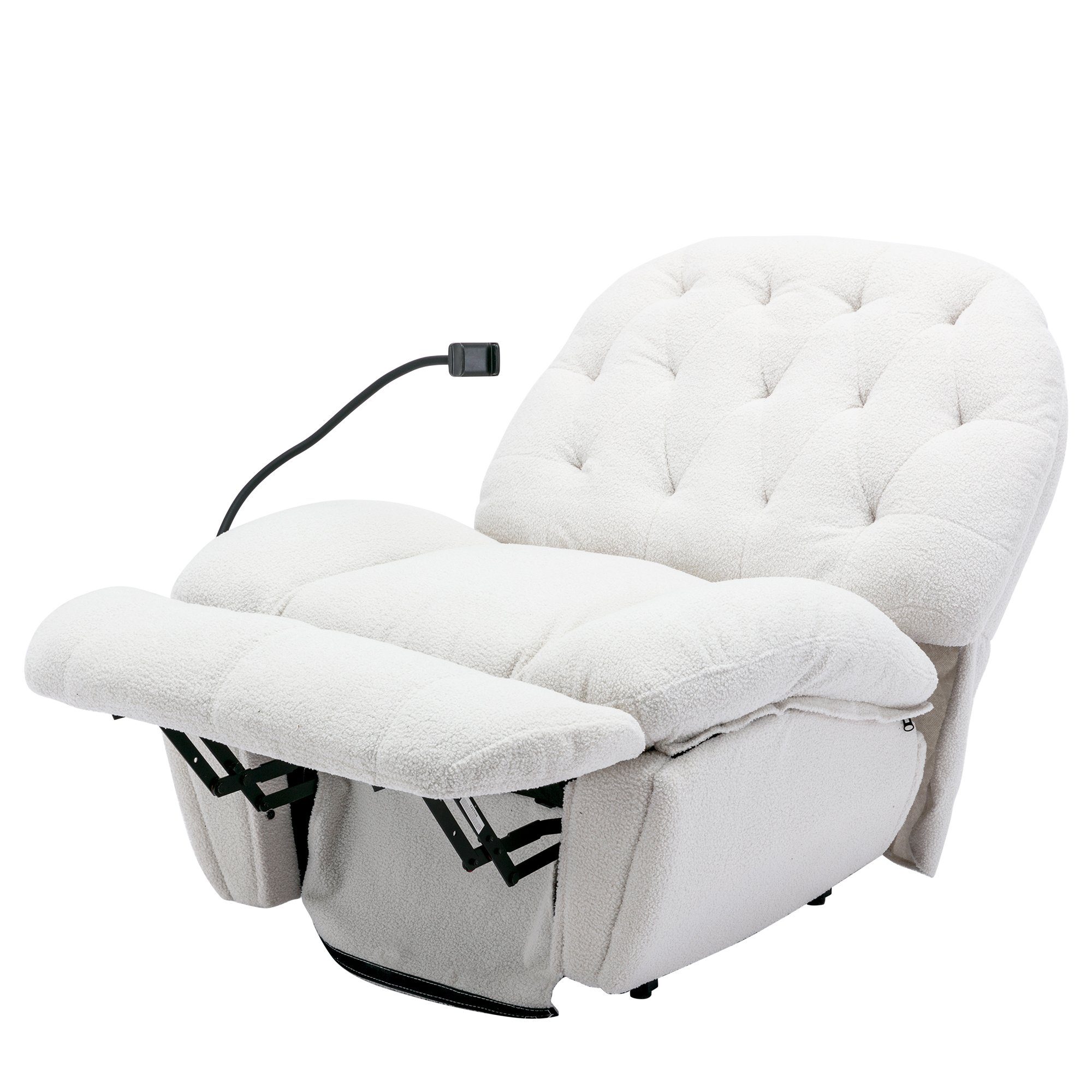 Relaxsessel mit Weiß Merax Massagesessel mit mit TV-Sessel Vibration Aufstehhilfe und Handyhalterung, Wärmefunktion, Fernbedienung,