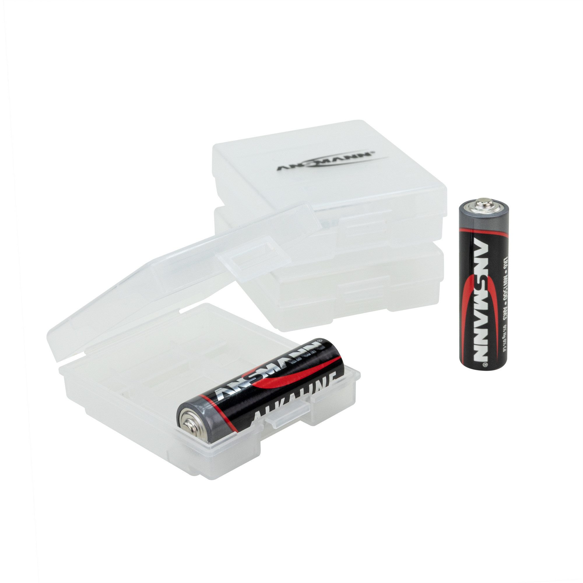 ANSMANN AG 3x Batteriebox Akku Box für bis zu 4 AAA & AA Akkus & Batterien Akku