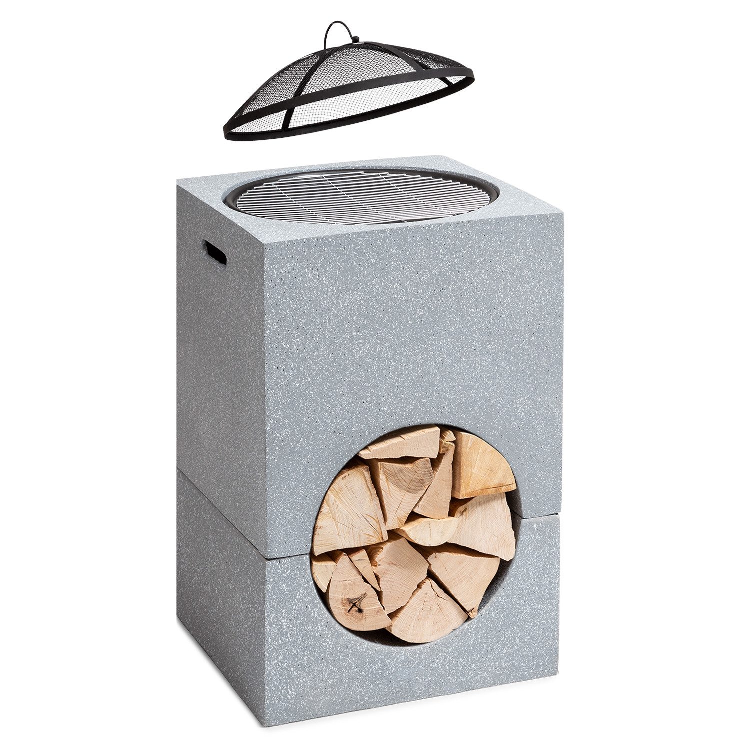 blumfeldt Feuerschale Monolith, (Set, Set), Garten Grill Funkenschutz Feuerkorb Feuerstelle Outdoor