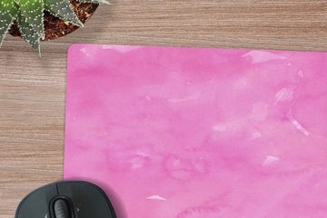 MuchoWow Gaming Mauspad Aquarell - Rosa - Muster (1-St), Mousepad mit Rutschfester Unterseite, Gaming, 40x40 cm, XXL, Großes