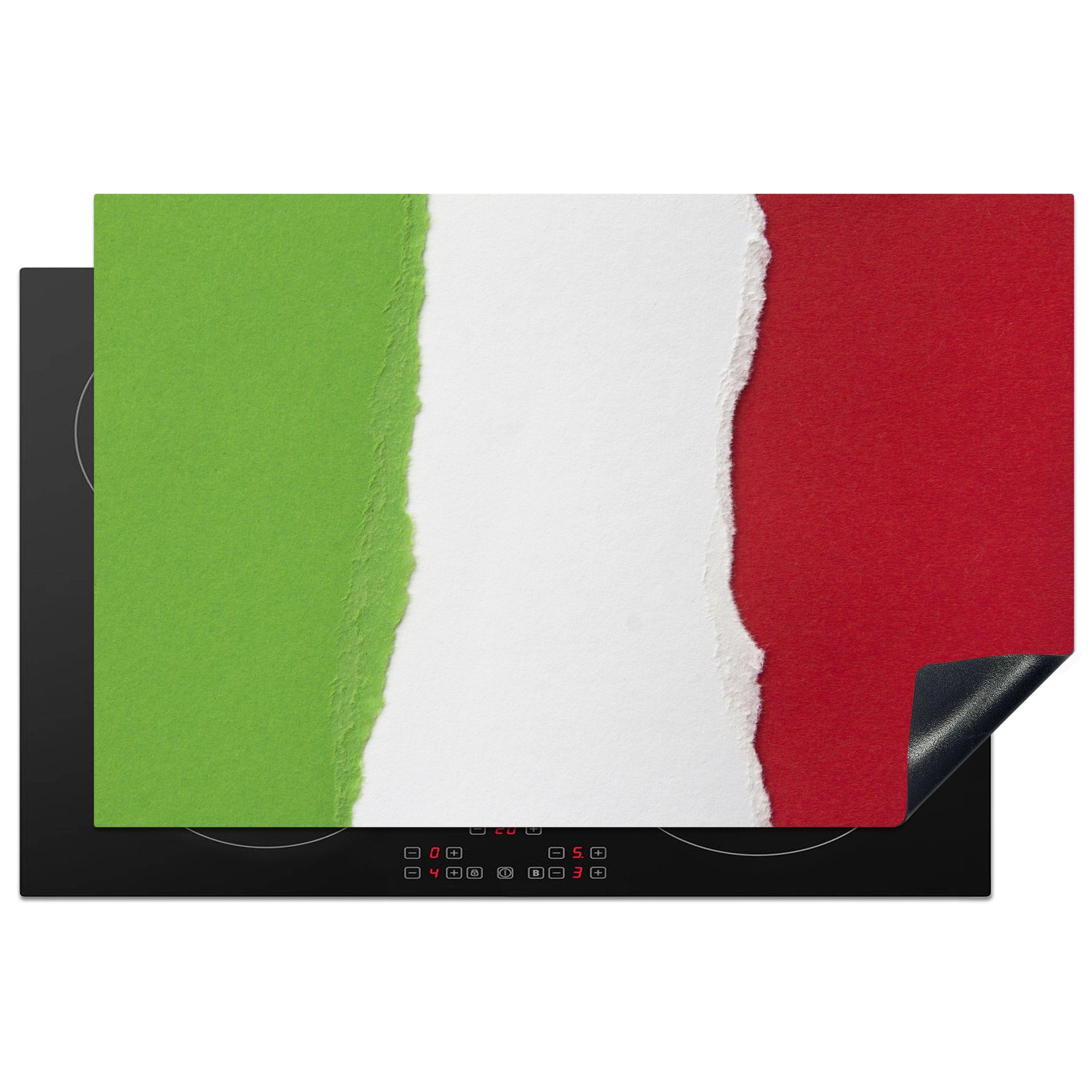 MuchoWow Herdblende-/Abdeckplatte Gemalte Flagge von Italien, Vinyl, (1 tlg), 81x52 cm, Induktionskochfeld Schutz für die küche, Ceranfeldabdeckung