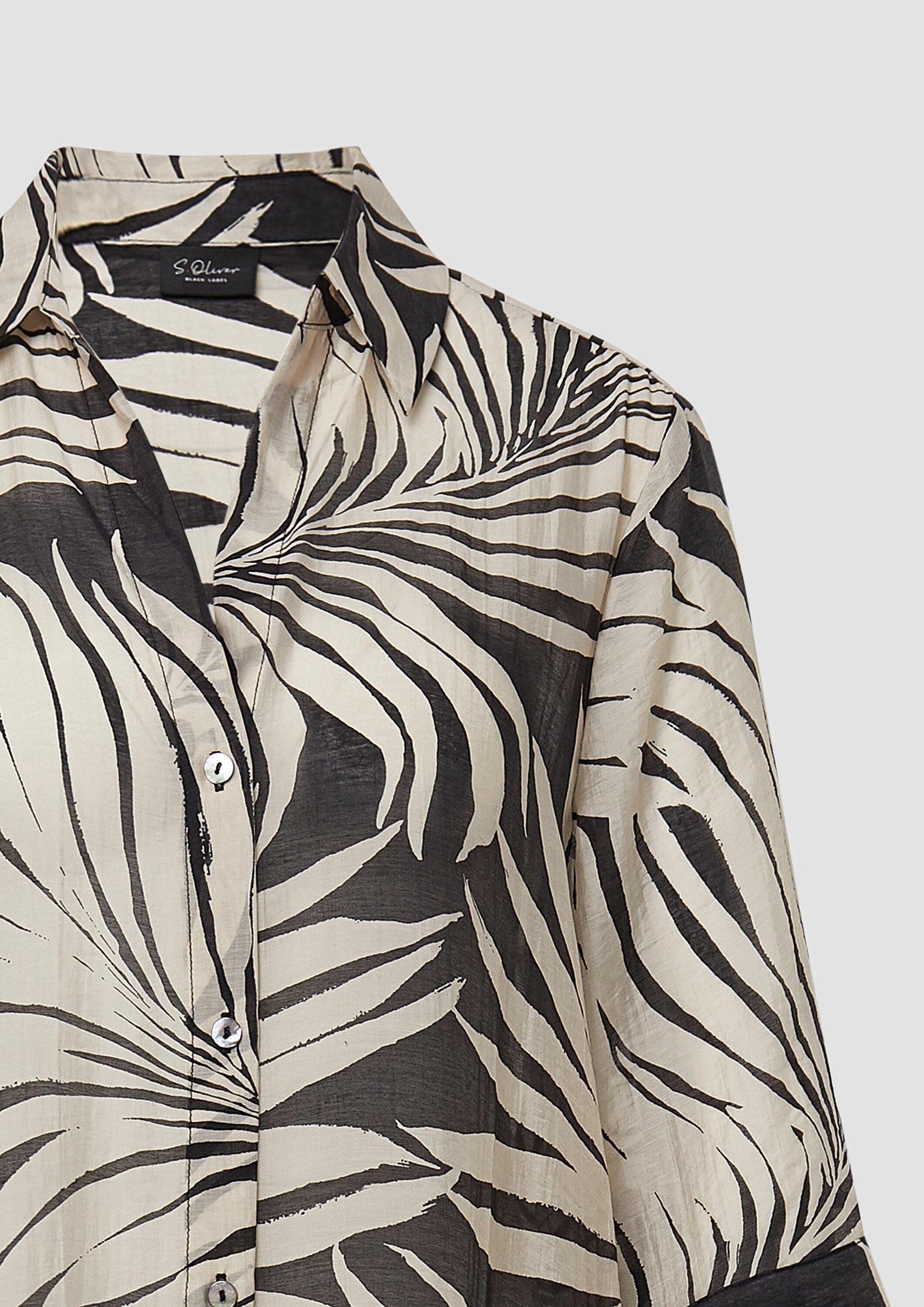 s.Oliver Kurzarmbluse Bluse Semitransparente Longbluse mit All-over-Print