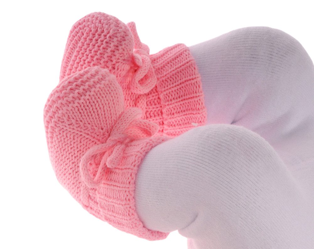 La Bortini Füßlinge Baby Strickschuhe Erstlingssocken gestrickt Stricksocken in Rosa