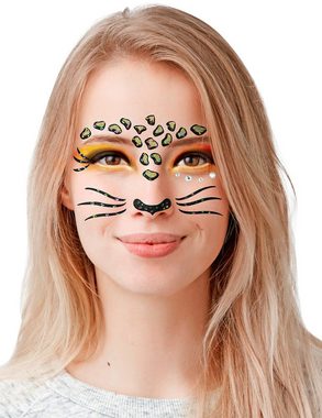 Widmann S.r.l. Theaterschminke Face Art Decor Glitzer Tattoo Sticker - Leopard