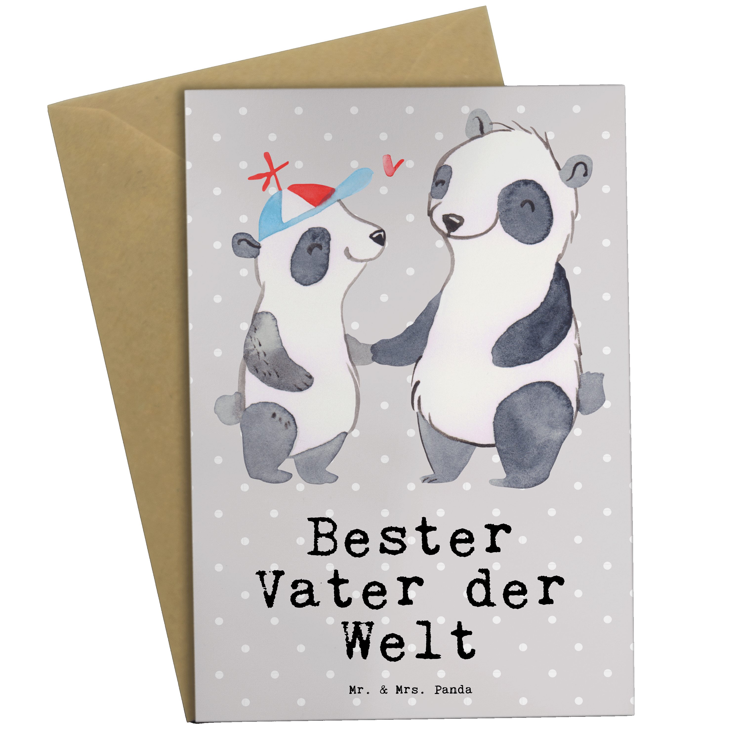 Mr. & Mrs. Panda - Panda Grau Bester Vater der Geschenk, - Pastell Geburts Welt Grußkarte Karte