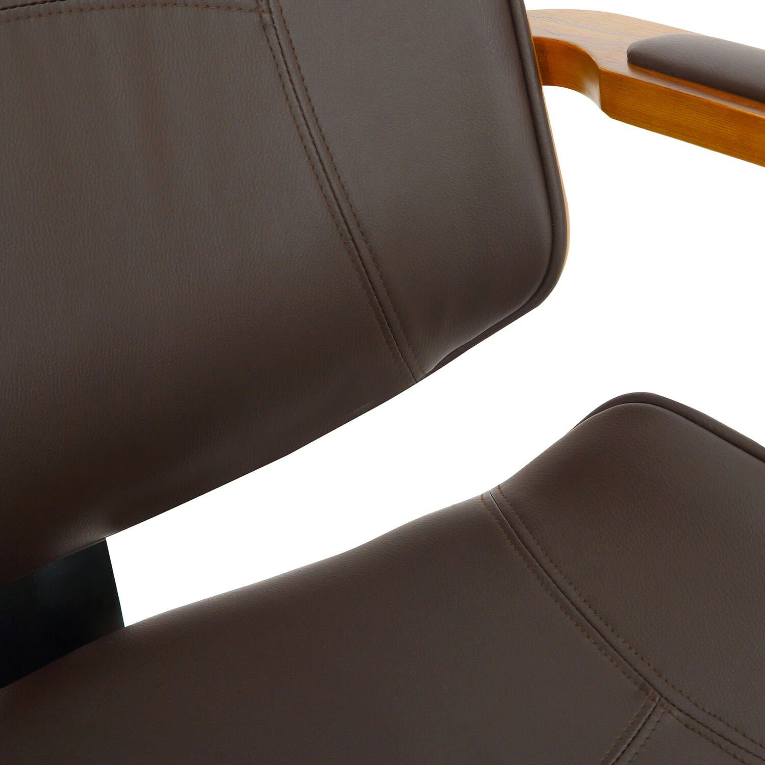 höhenverstellbar chrom und 360° Sitzfläche: - Bürostuhl Metall drehbar Rückenlehne Bürostuhl Daytona mit walnuss/braun - (Schreibtischstuhl, Kunstleder XXL), Chefsessel, bequemer Drehstuhl, Gestell: TPFLiving
