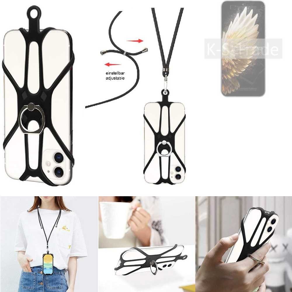 K-S-Trade Handyhülle für Tecno Spark 40 Pro, 3in1 Handykette Handyband Handykordel Halsband Smartphone-Ring