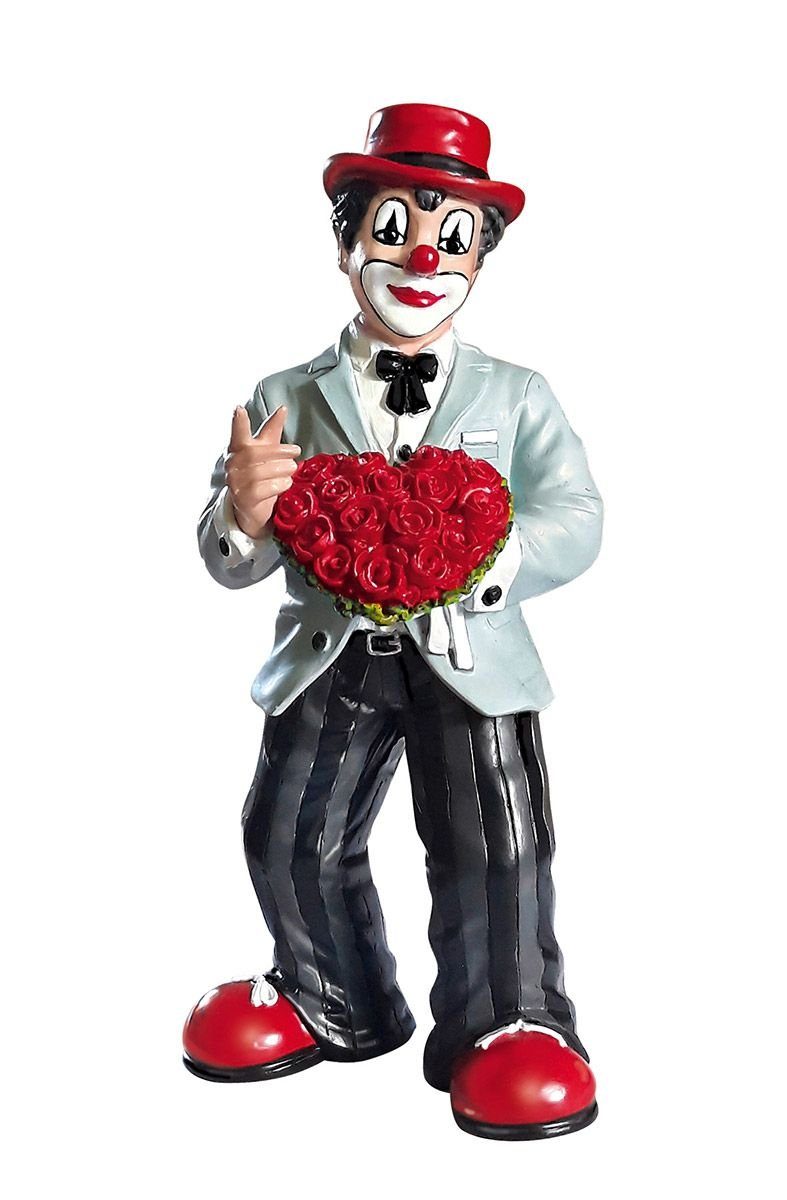 GILDE Figur Höhe Rosenherz 15cm geschenk Clown Kunstharz idee mit Dekoobjekt