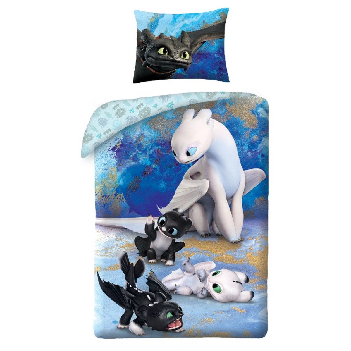 DreamWorks Bettwäsche Drachenzähmen leicht gemacht Bettwäsche Set 140 × 200 cm + 70 × 90 cm, 2 teilig
