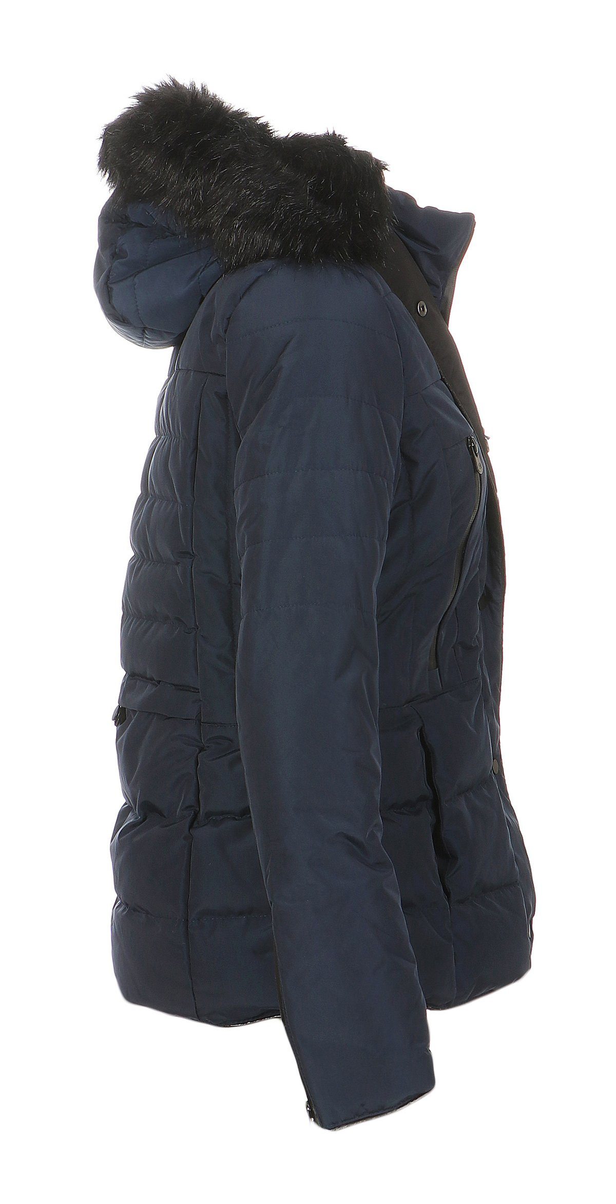 Geographical Norway Winterjacke Outdoor Damen Jacke Slim-Fit in Unifarbe, mit Kapuze mit Stehkragen