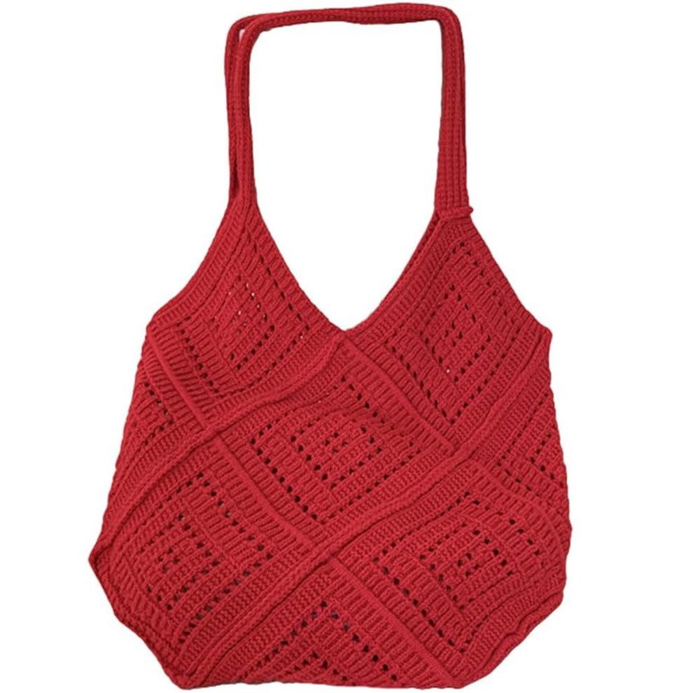 Zaewry Strandtasche Damen Sommer Boho, Crochet Mesh Strandtasche, Gehäkelt Handtasche, Umhängetasche,für Urlaub Reisen Strand Sommer und Alltag