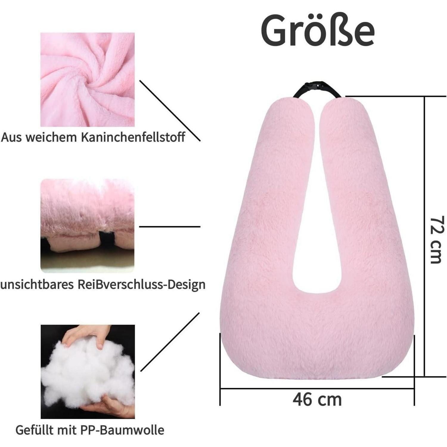 LuxusKollektion Reisekissen Reisekissen Nackenkissen Kinder Sicherheitsgurt Kaninchenfell Rosa