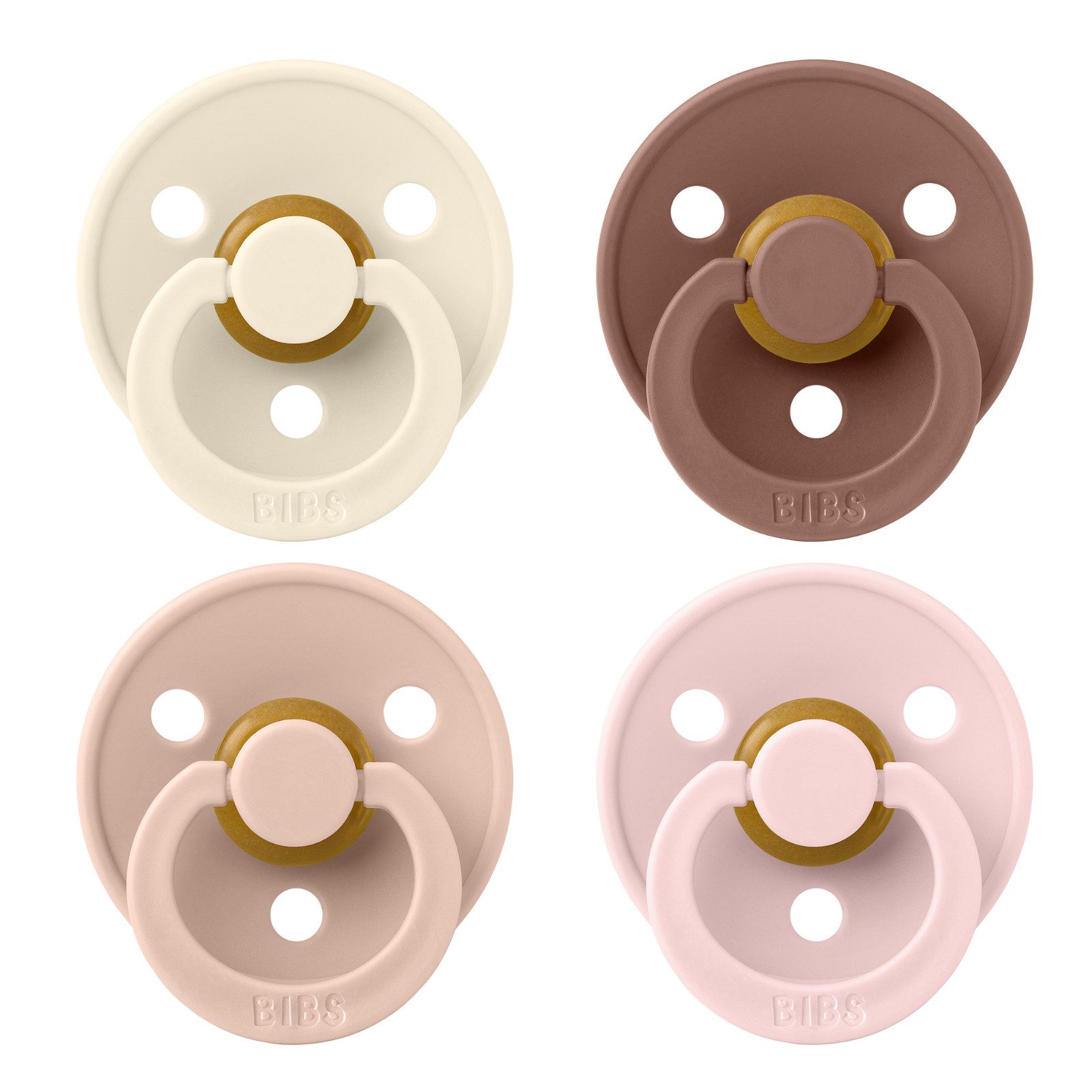 BIBS Schnuller Colour Kirschform Beruhigungssauger im 4er Pack, Harmonische Farben Bibs Colour im praktischen 4er Pack