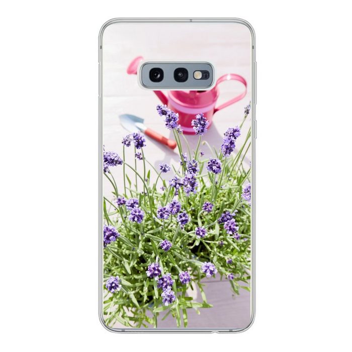 MuchoWow Handyhülle Gießkanne - Blumen - Lavendel Phone Case Handyhülle Samsung Galaxy S10e Silikon Schutzhülle