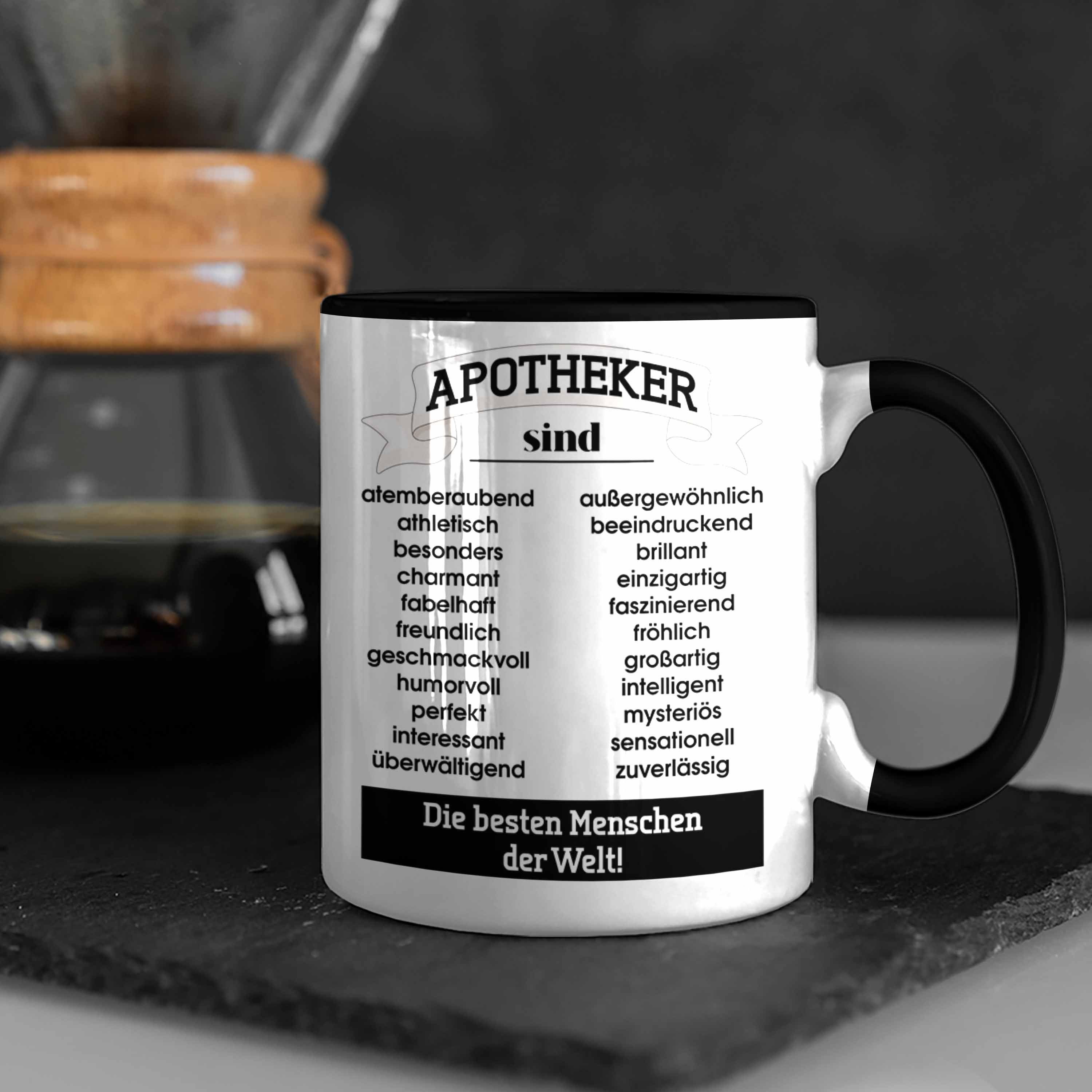Apotheker Kaffeetasse Trendation - Geschenk Apotheker Arzneikundiger Spruch Tasse Spruch Lustiger Kaffeetasse Bester Pharmazeut Tasse Trendation Schwarz