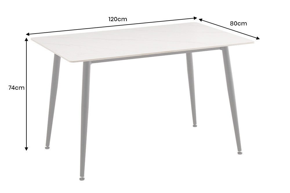 riess-ambiente Esstisch MILANO 120cm weiß/schwarz – Keramik, Metallgestell, günstig online kaufen
