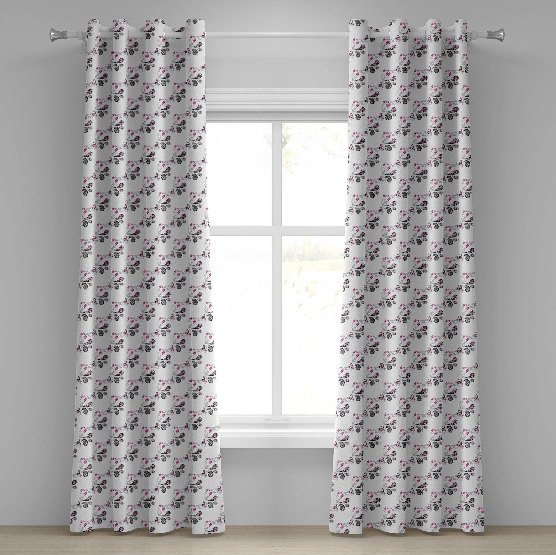 Gardine Dekorative 2-Panel-Fenstervorhänge für Schlafzimmer Wohnzimmer, Abakuhaus, Paisley Abstrakt Ivy Patterns