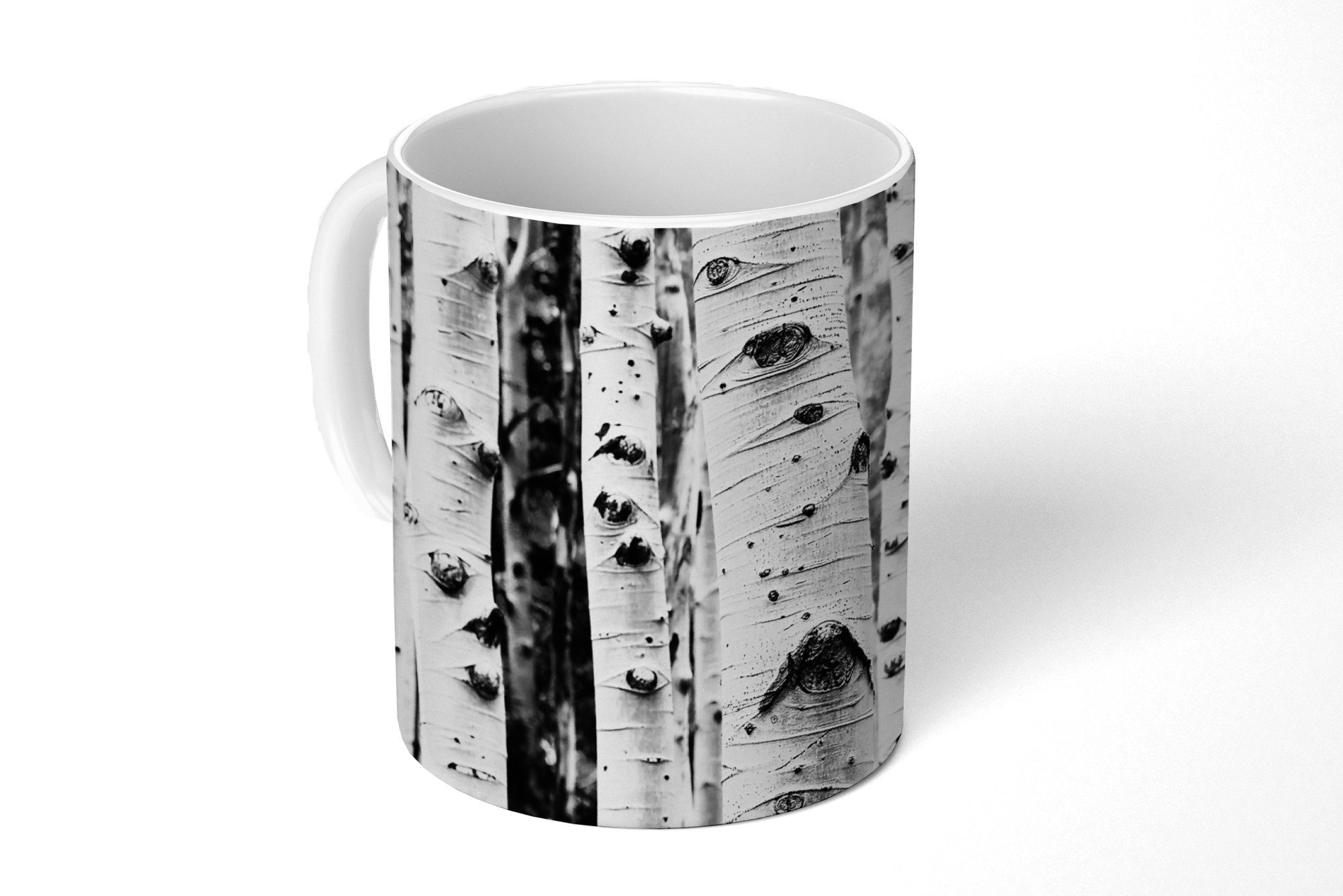 MuchoWow Tasse Bäume - Holz - Schwarz und weiß - Natur, Keramik, Kaffeetassen, Teetasse, Becher, Teetasse, Geschenk