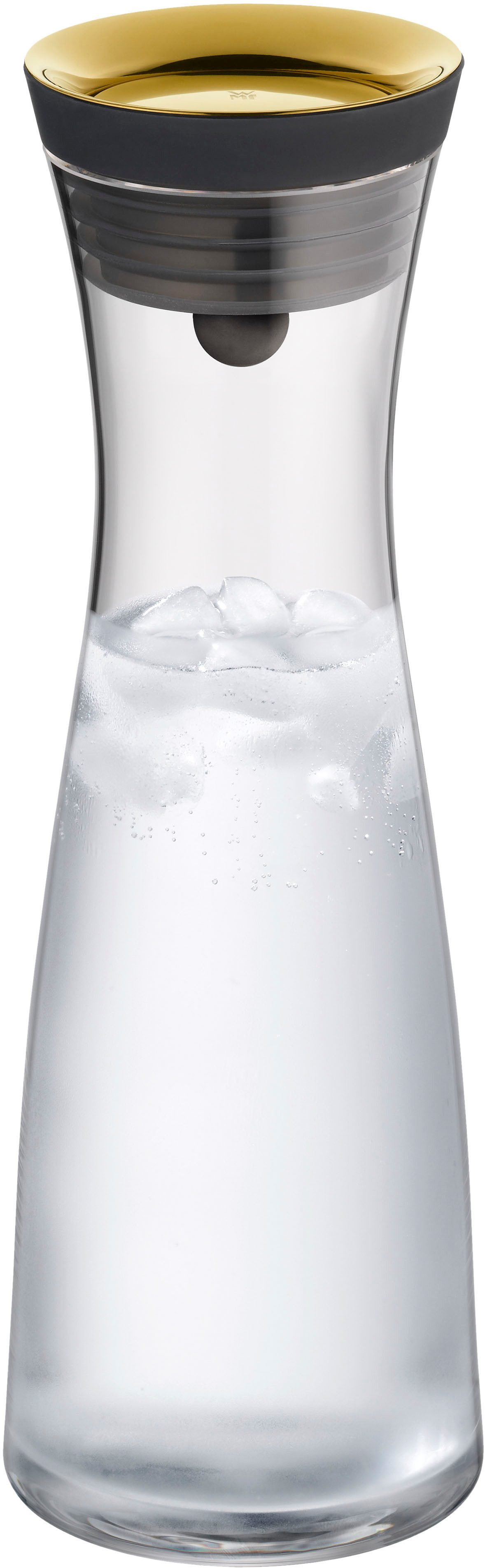 WMF Wasserkaraffe Basic für Kalt- und Warmgetränke, Silikonrand, 1 l Fassungsvermögen, Close-Up-Verschluss ink. integriertem Sieb, spülmaschinengeeignet