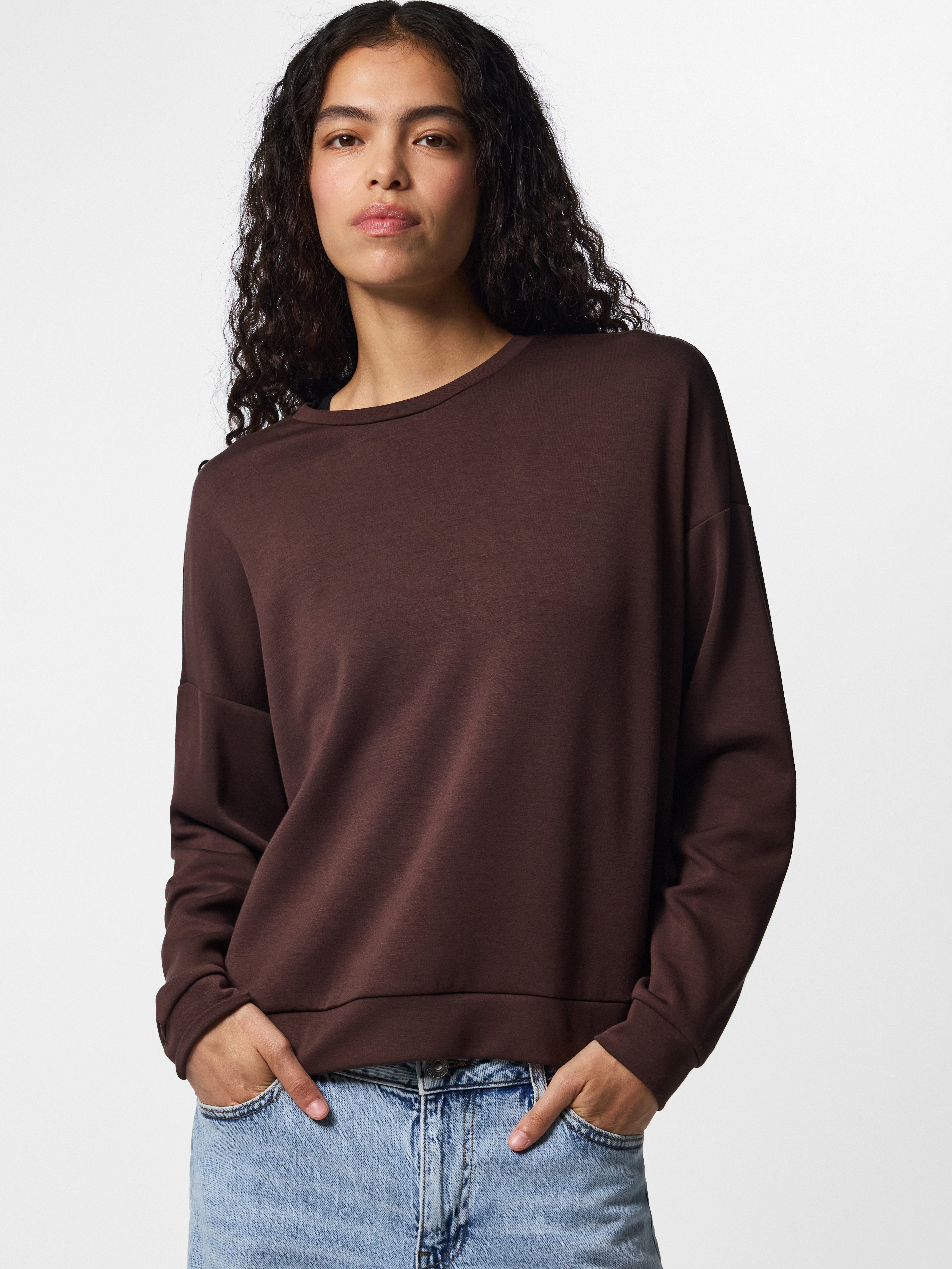 pieces Langarmshirt PCMICHELLE SCUBA LS TOP SWT NOOS BC Materialmix