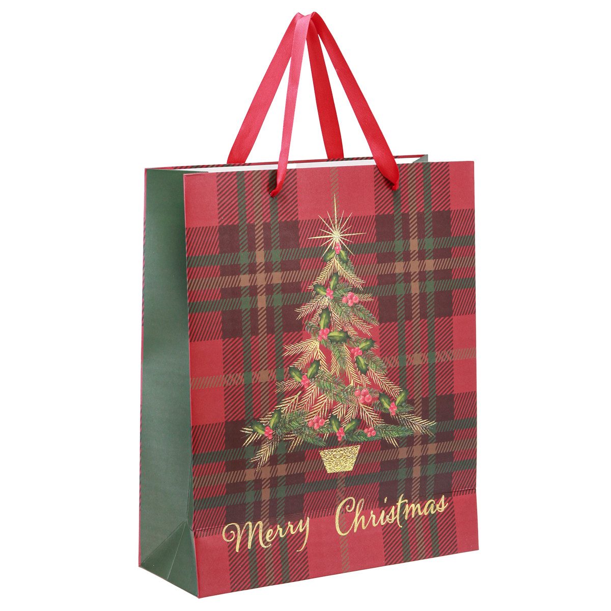 Viana Tragetasche Weihnachtstüte kariert mit Henkeln 26×32×10cm 4St Geschen günstig online kaufen