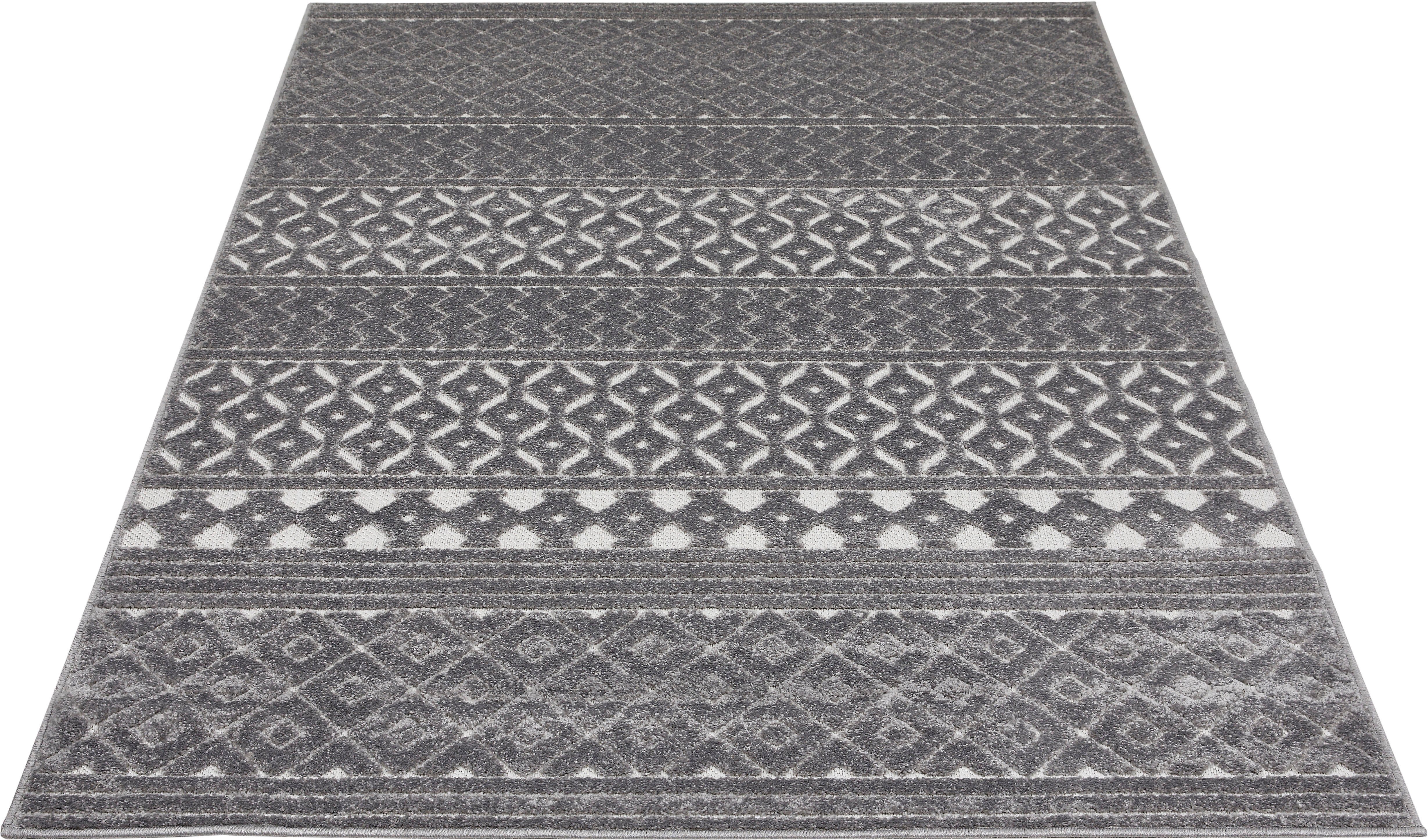 Teppich La Rochelle, Andiamo, rechteckig, Höhe: 7 mm, Boho-Skandinavischer Stil, Hoch-Tief Effekt, modern, Wohnzimmer grau