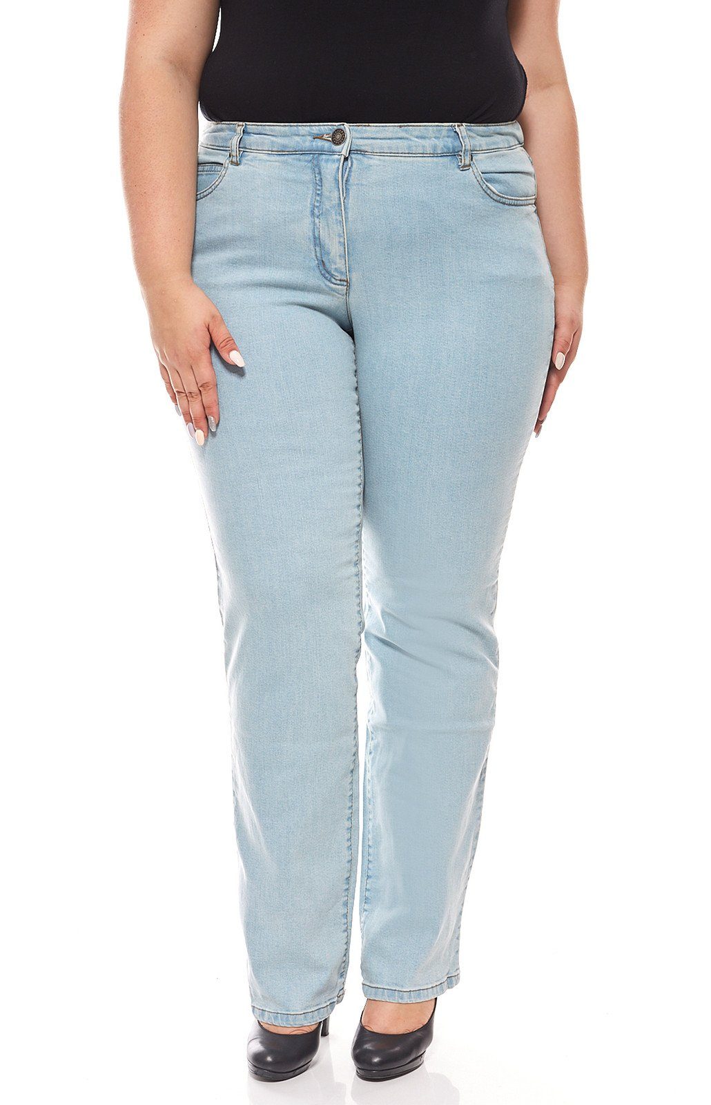 Sheego Regular-fit-Jeans »sheego Denim Stretch-Jeans mit Stickerein Jeans-Hose  Große Größen Langgrößen Blau« online kaufen | OTTO