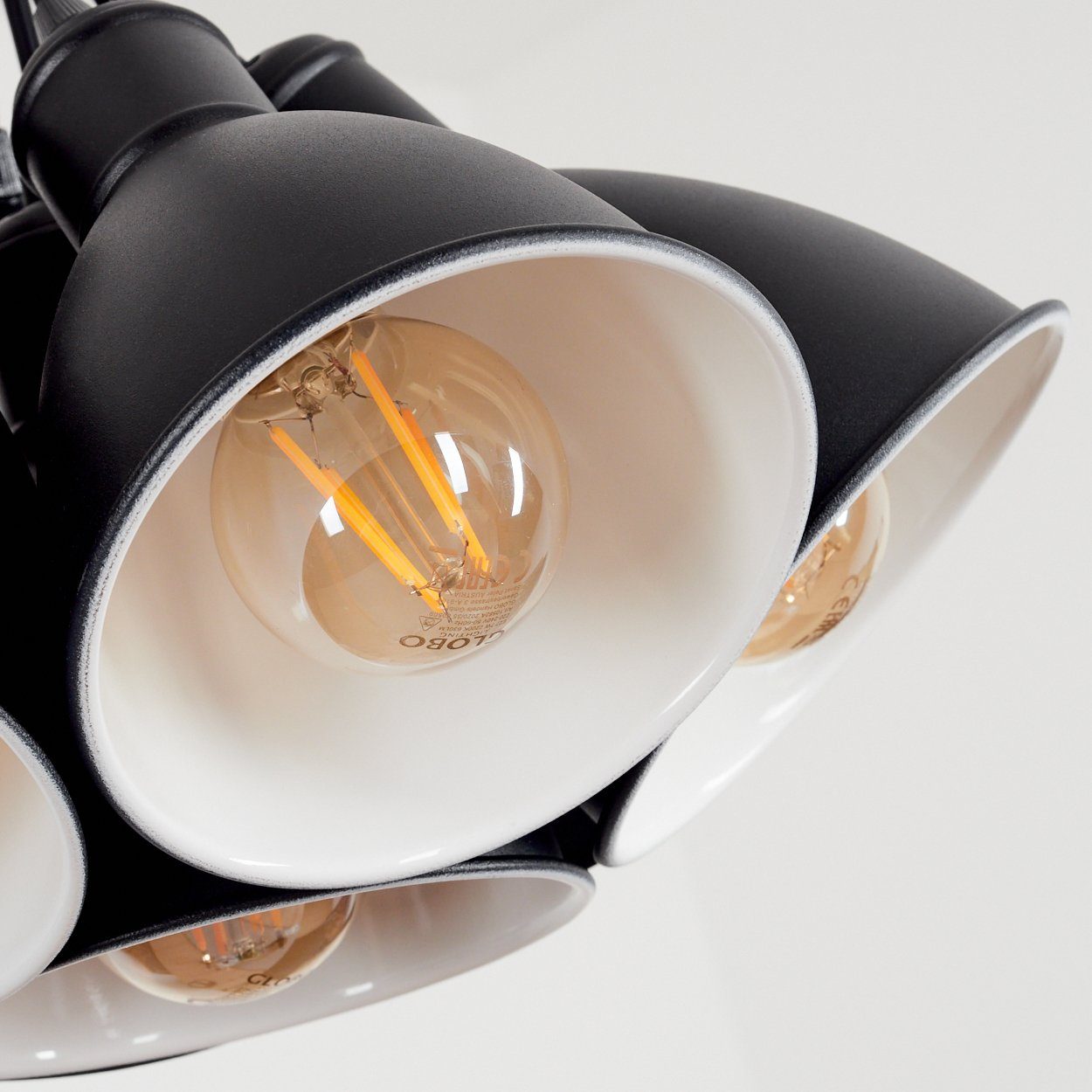 Weiß/Schwarz, Leuchte Hängeleuchte im max. ohne in Design, »Rodeano« 7xE27 Modernen Leuchtmittel, hofstein Verstellbare Hängelampe aus 107cm, Metall Höhe