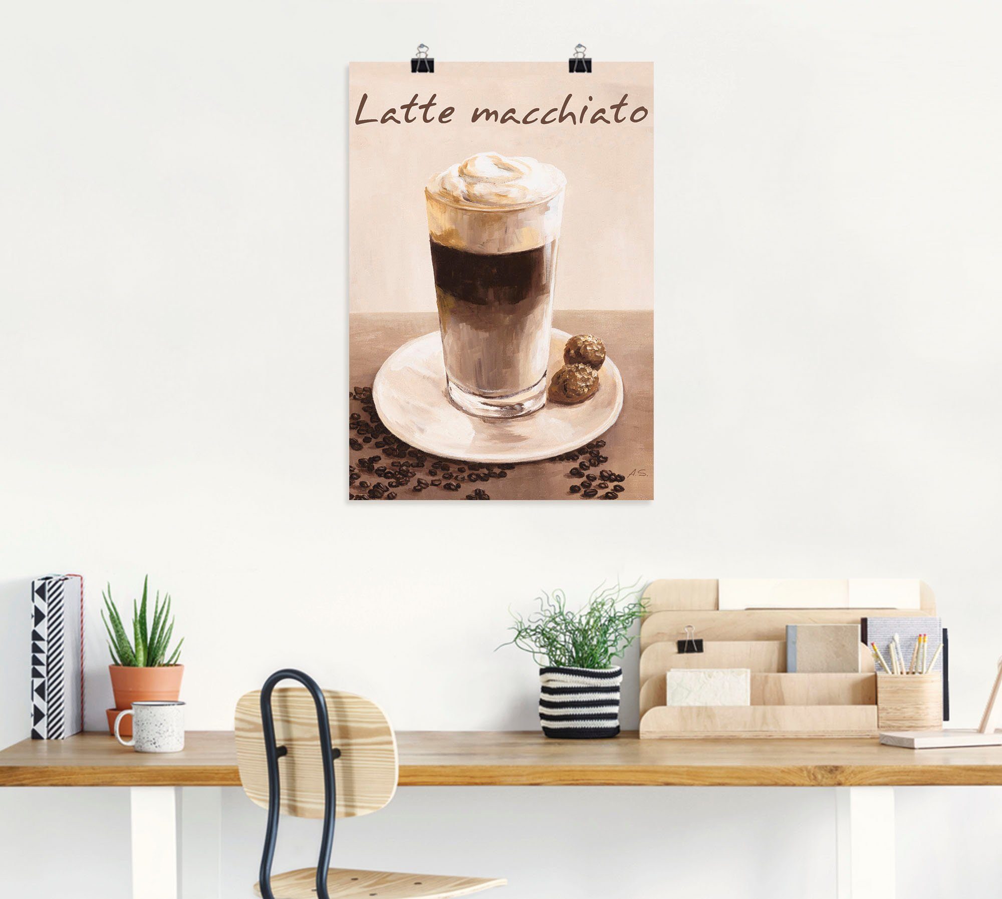 Artland Wandbild Größen Macchiato St), Bilder Kaffee als Latte - Wandaufkleber (1 Kaffee, versch. Leinwandbild, in Alubild, Poster oder