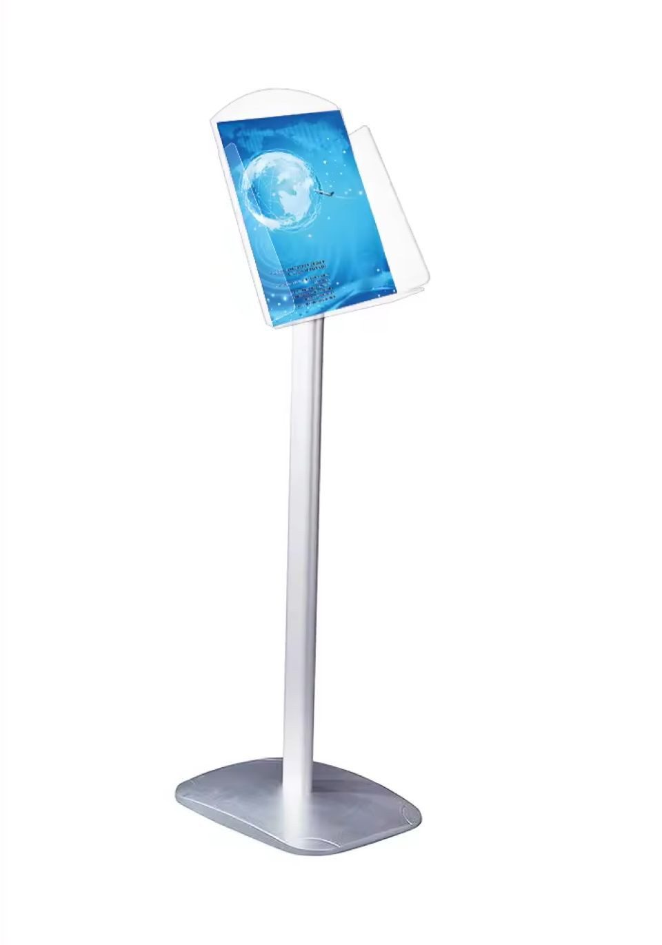 LMG Germany Standtafel Infoständer DIN A4, aus Aluminium, Höhe 100 cm, mit Standfuß, werkzeugloser Aufbau, mobiler Einsatz, stabile Konstruktion
