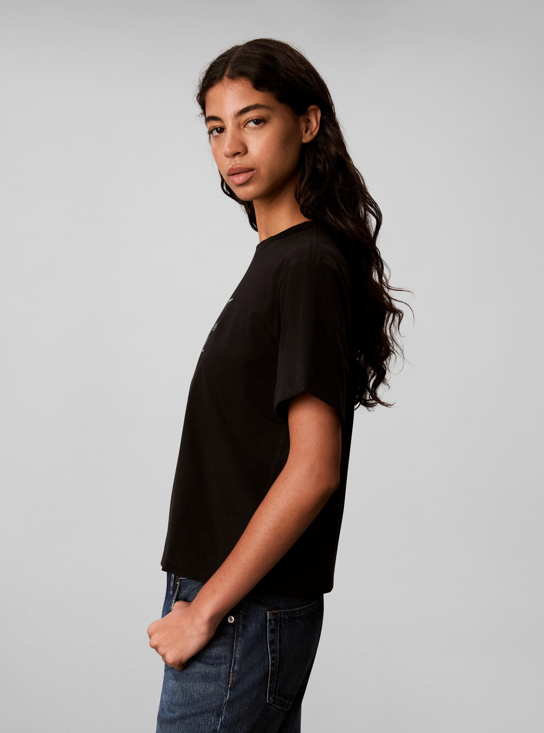 Calvin Klein Jeans T-Shirt BOXY HAND DRAWN MONOLOGO TEE Regular fit, Logoschriftzug – Bild 3 von 5