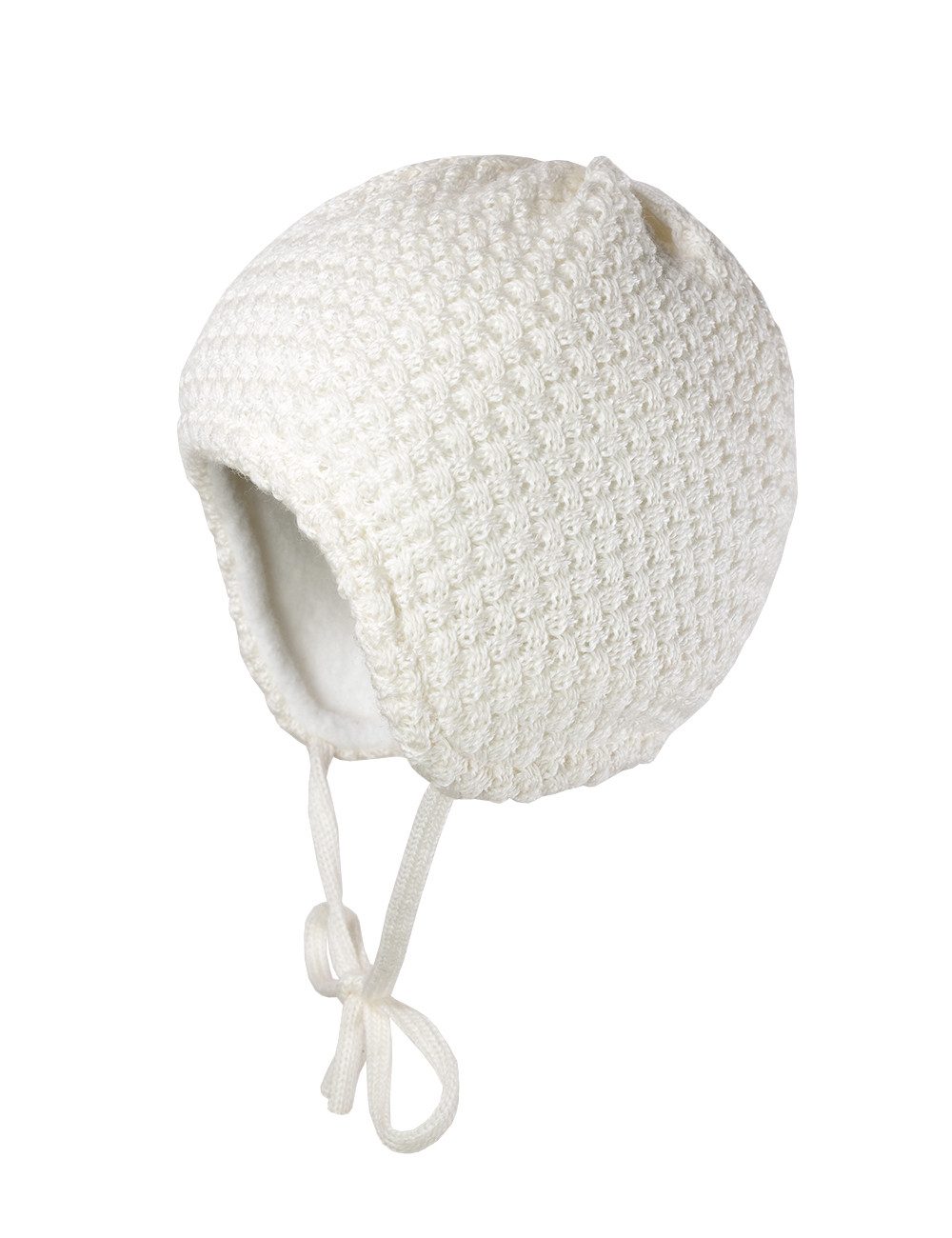 MAXIMO Strickmütze BABY-Mütze ausgenäht Zopf-Struktur, Futter (1-St) Merinowolle