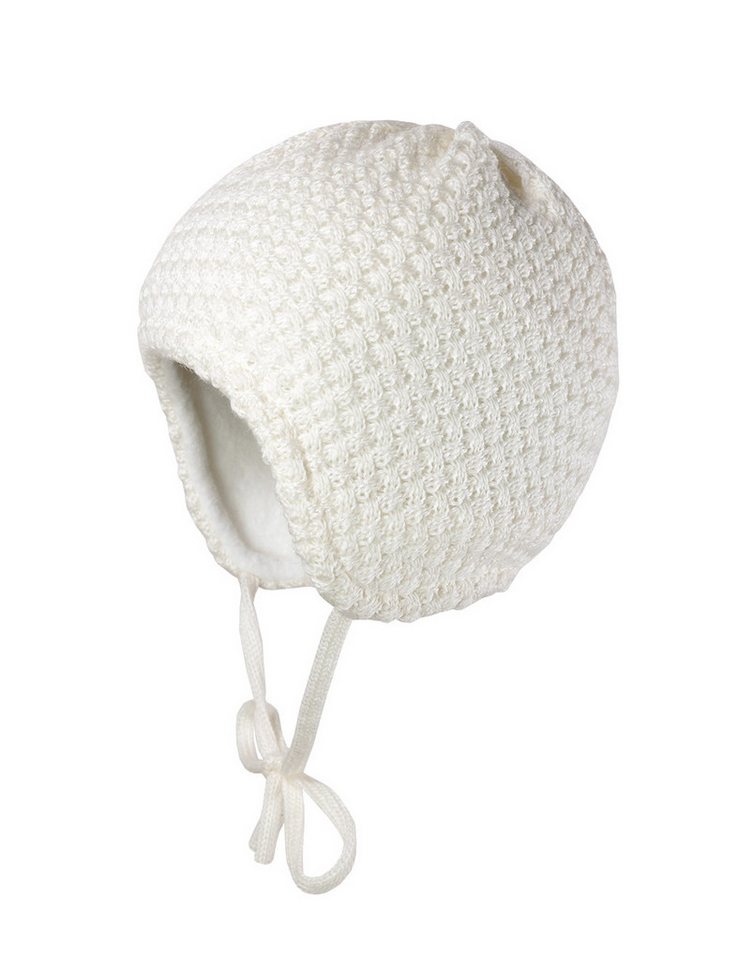 MAXIMO Strickmütze BABY-Mütze ausgenäht Zopf-Struktur, Futter (1-St) Merinowolle