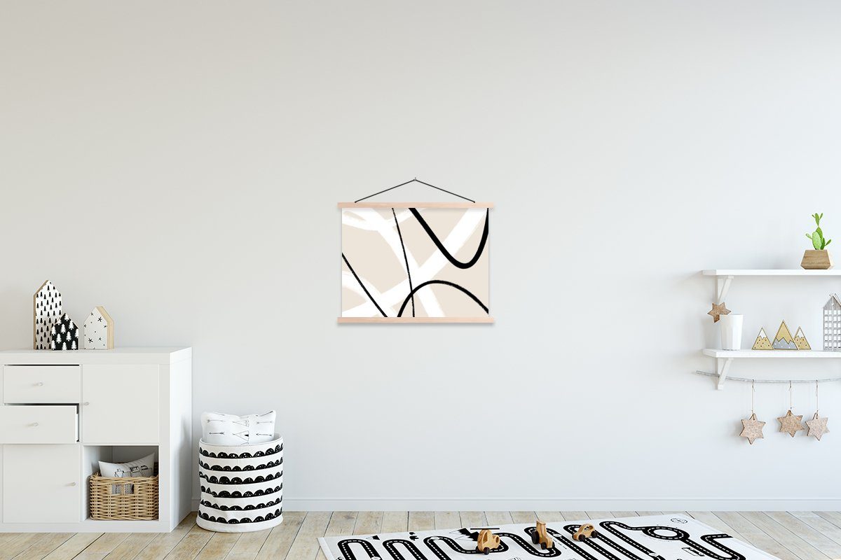 braun St), Magnetisch Poster | Linie Pastell, für Wohnzimmer, Abstrakt Textilposter braun (1 - Posterleiste, Minimalismus - Bilderleiste, MuchoWow -
